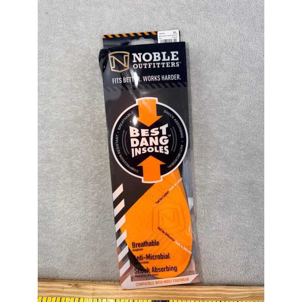Noble Outfitters Best Dang‎ Insoles Gel Orange Mens XLarge 12-13 65065 NEW
